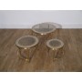 Tables gigognes vintage en laiton et verre 1970