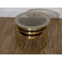 Tables gigognes vintage en laiton et verre 1970