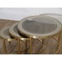 Tables gigognes vintage en laiton et verre 1970