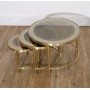 Tables gigognes vintage en laiton et verre 1970