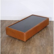 Table basse en cuir et verre de Steiner 1970